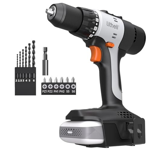 Litheli 20V Cordless Drill Driver 1/2 Inch Keyless Chuck