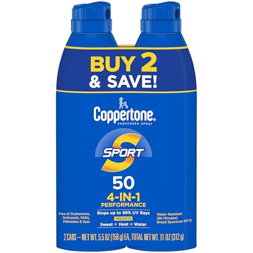 Coppertone Sport SPF 50 Continuous Spray Sunscreen 2-Pack 5.5-Ounce Deal