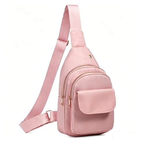 YAZEKOUS Small Nylon Crossbody Sling Bag (Pink)