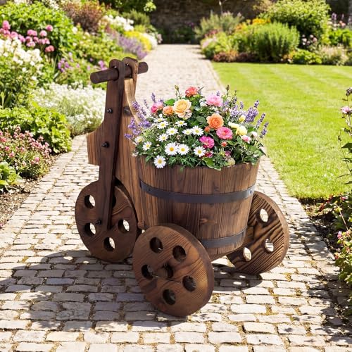 Giantex Wooden Wagon Cart Raised Garden Planter Box Deal