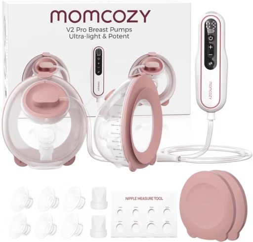 Momcozy V2 Pro Hospital-Grade Hands-Free Wearable Breast Pump w/ DoubleFit Flange