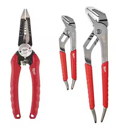 Milwaukee 7.75 in. Wire Strippers Pliers and Straight-Jaw Pliers Set (3-Piece)