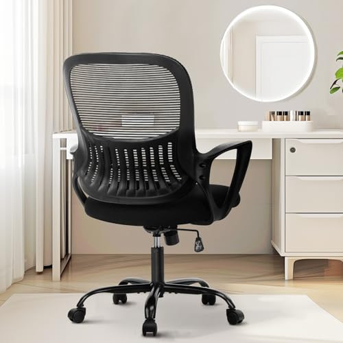 Sweetcrispy Ergonomic Mid-Back Mesh Home Office Desk Chair with Wheels