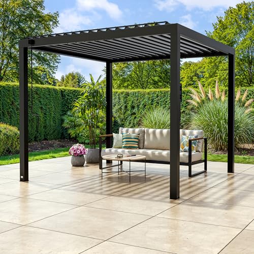 Backyard Discovery Sarasota Galvanized Steel Louvered Pergola Kit with Adjustable Roof Deal