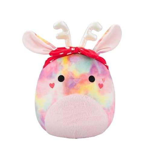 12-Inch Squishmallows Original Priyanka The Rainbow Jackalope with Hearts Headband