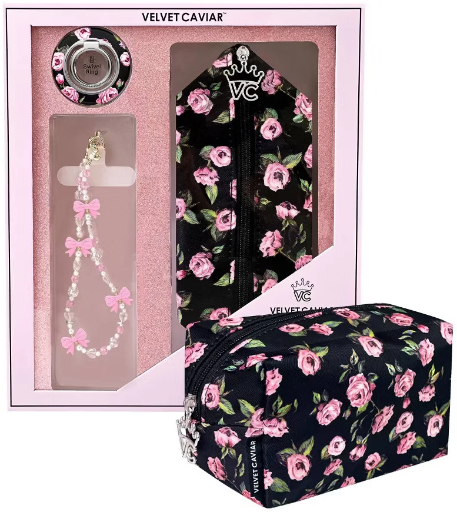 VELVET CAVIAR Phone Accessories Set (Pink Rose Floral)