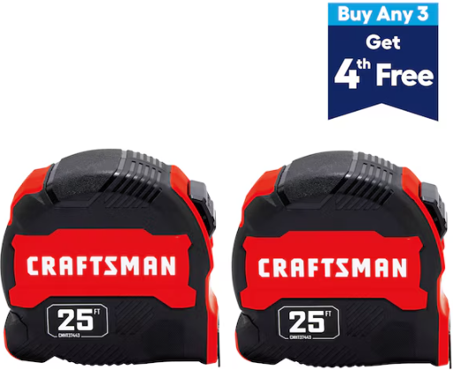 CRAFTSMAN Red Compact Easy Grip 2-Pack 25-ft Tape Measure Deal