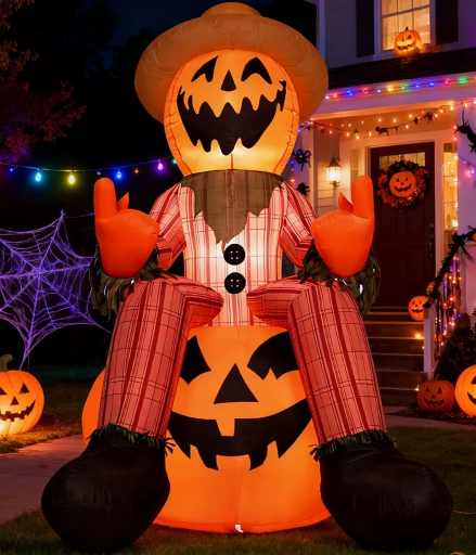 6ft Halloween Inflatable Pumpkin Head Scarecrow with LED Lights Deal