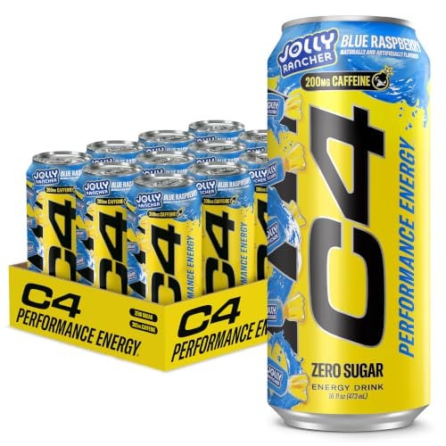 C4 Performance Energy Drink 12-Pack 16-Ounce (Jolly Rancher Blue Raspberry)