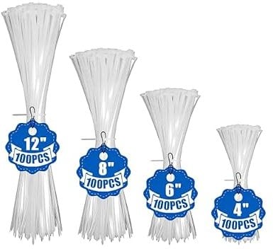 White Nylon Zip Ties Assorted 4-12 Inch 400-2000Pcs