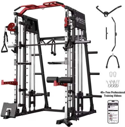 Mikolo Smith Machine Home Gym 2200 lbs Power Rack Cage
