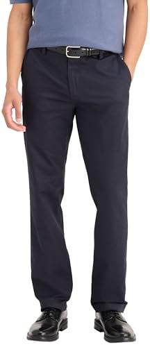 Dockers Men's Straight Fit Signature Lux Cotton Stretch Khaki Pant, Navy