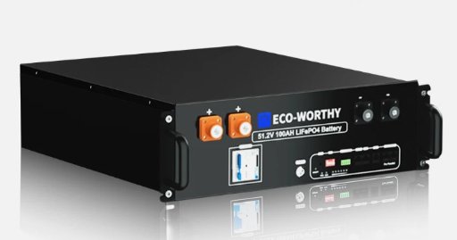 ECO-WORTHY 51.2V 100Ah 5.12KWh LiFePO4 3U Size V3 Lithium Battery