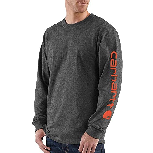 Carhartt Men's Dearborn Loose Fit Long-Sleeve Logo T-Shirt (Carbon Heather)