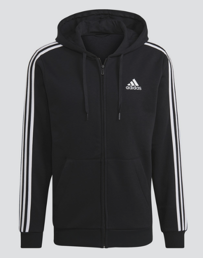 adidas men Essentials Fleece 3-Stripes Full-Zip Hoodie Deal
