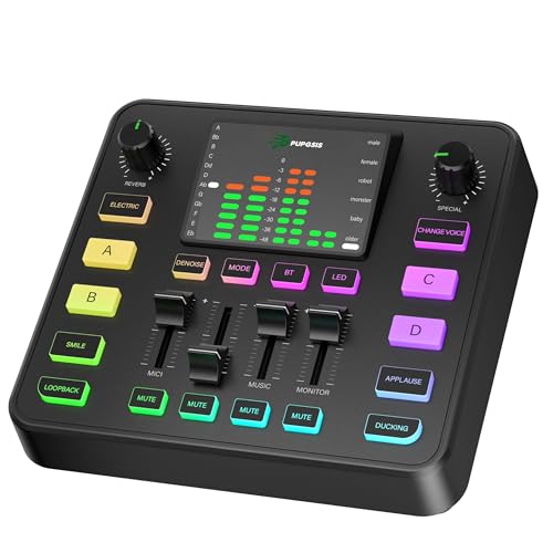 PUPGSIS Gaming Audio Mixer for PC Streaming with Voice Changer Soundboard
