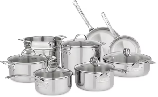 Members: Viking 13-Piece Tri-Ply Stainless Steel Cookware Set w/ Glass Lids