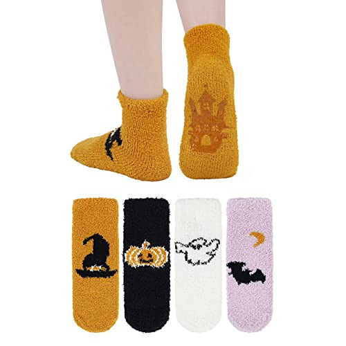 Century Star Halloween Slipper Socks, 4-Pack