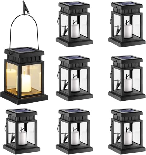 GIGALUMI Solar Hanging Candle Effect Lanterns 8-Pack Deal