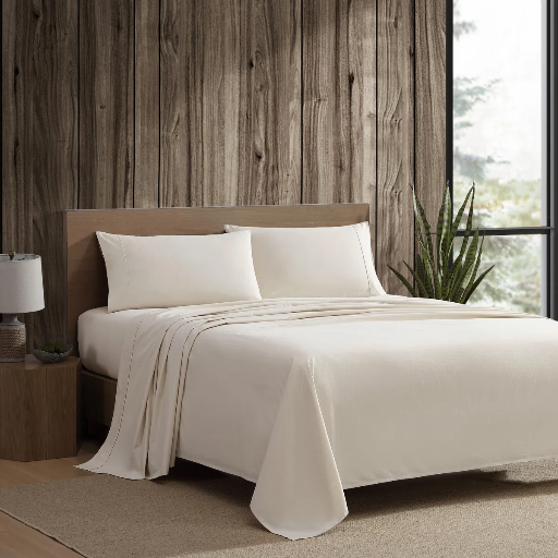 3-Piece Eddie Bauer 100% Cotton Solid Brushed Percale Cotton Sheet Set (Twin, Light Gray)