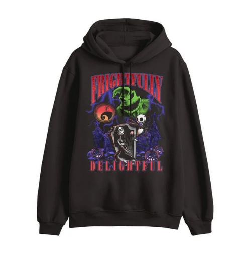 Disney The Nightmare Before Christmas Men's Frightfully Delightful Jack & Sally Graphic Hoodie