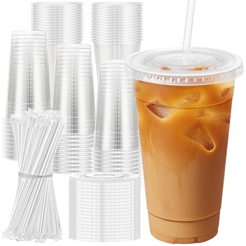 Lamosi 24-OZ Disposable Plastic Cups with Lids (50-Pack) Deal