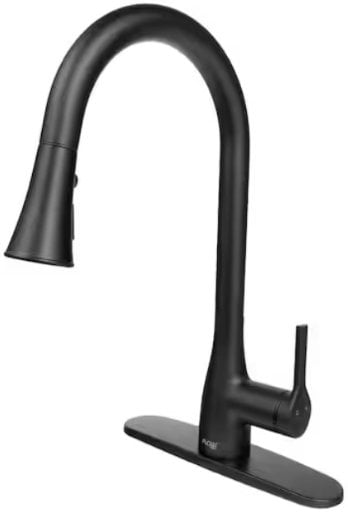 FLOW Classic Series Single-Handle Pull-Down Sprayer Kitchen Faucet in Matte Black