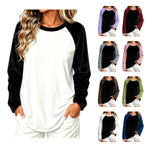 Women Crew Neck Raglan Sleeve Color Block Top
