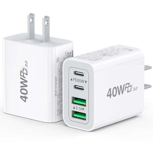 USB C Charger Block 40W Max Output 2-Pack