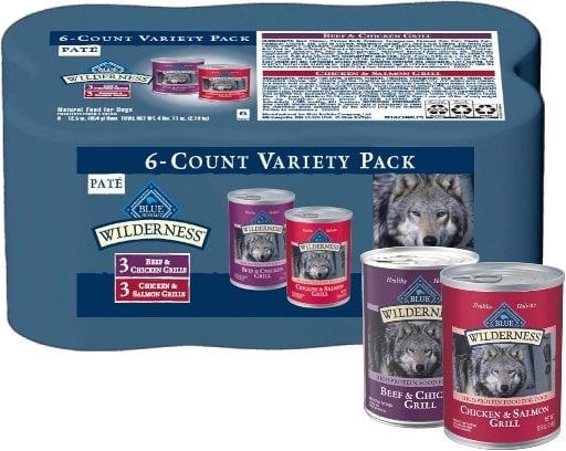 Blue Buffalo Wilderness High Protein Beef and Chicken & Salmon and Chicken Wet Dog Food 6-Pack 12.5-Oz Deal