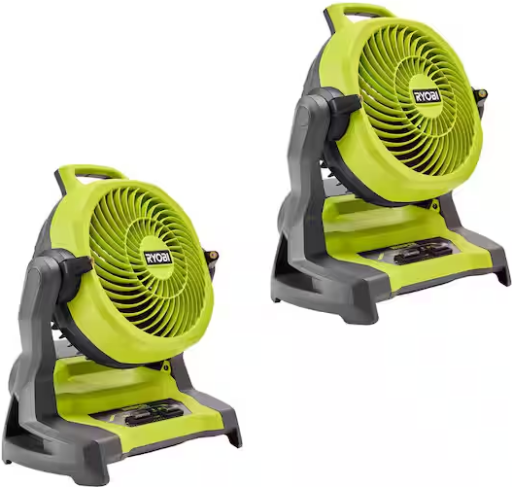 RYOBI ONE+ 18V Cordless 7-1/2 in. Bucket Top Misting Fan 2-Pack Deal
