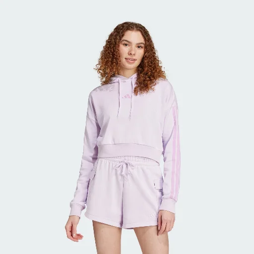 Adidas Women Essentials 3-Stripes French Terry Crop Hoodie Deal