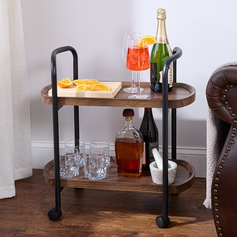 Lakeside 2-Tier Kitchen/Bar Serving Cart w/ Wheels