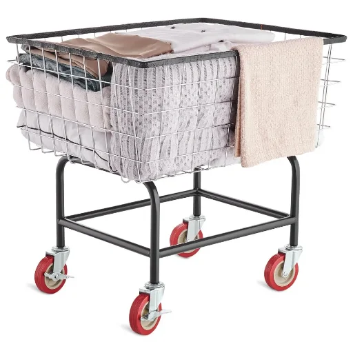 Vevor Wire Laundry Cart with Wheels 2.5 Bushel