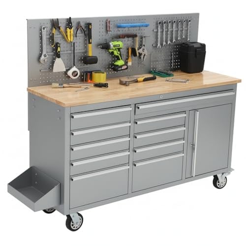 GAOMON 61-inch 10-Drawer Rolling Tool Chest with Power Strip