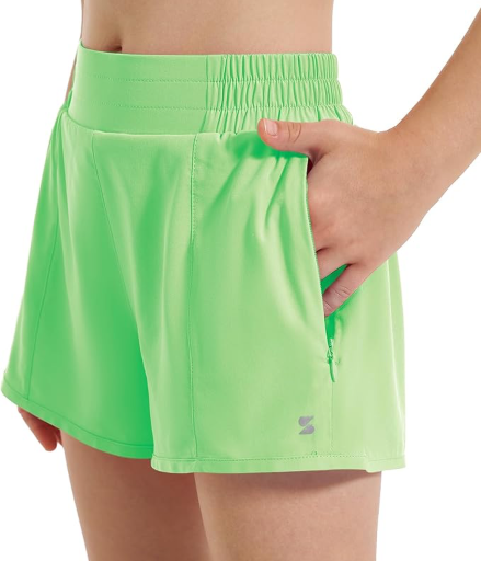 Stelle Girl's Athletic Shorts with Liner Zipper Pockets  Deal