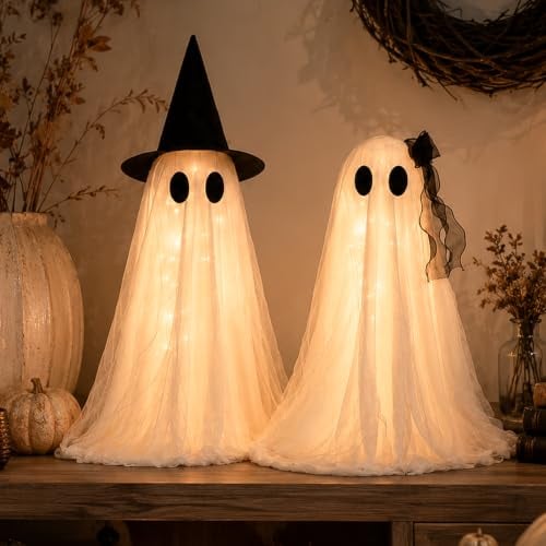 Halloween Decorations Indoor 2 Pack 2.6ft Glowing Ghosts with Timer Remote Deal