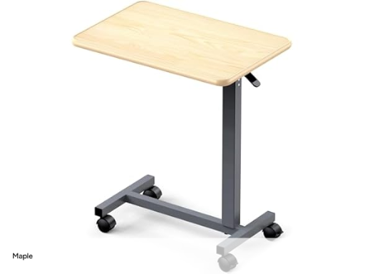 WOTURE Adjustable Overbed Table with Wheels 23.62"D x 15.75"W x 39.37"H