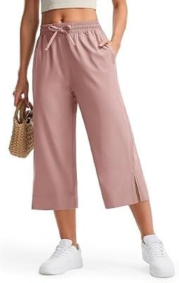 Libin Lightweight Capri Pants for Women Wide Leg