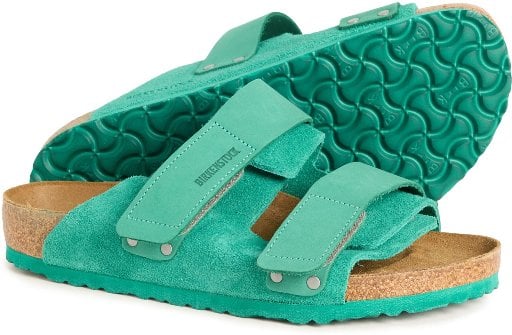 Men's Birkenstock Uji Leather Sandals (Green or Blue) Deal