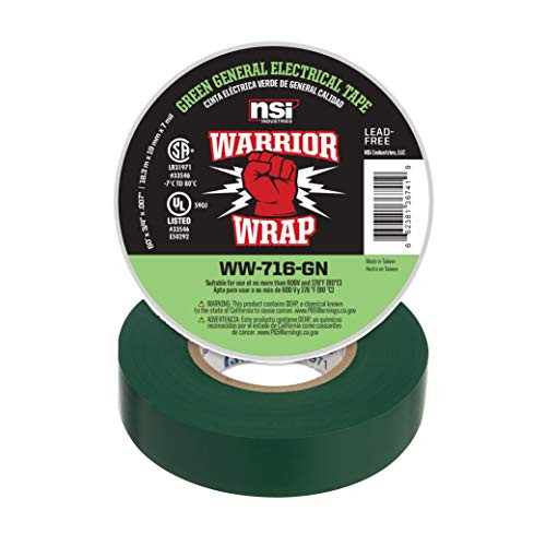 WarriorWrap General 3/4 in x 60 ft 7 mil Vinyl Electrical Tape, Green