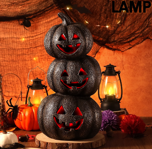 Ayieyill Halloween Stacked Pumpkins with Color Changing LED