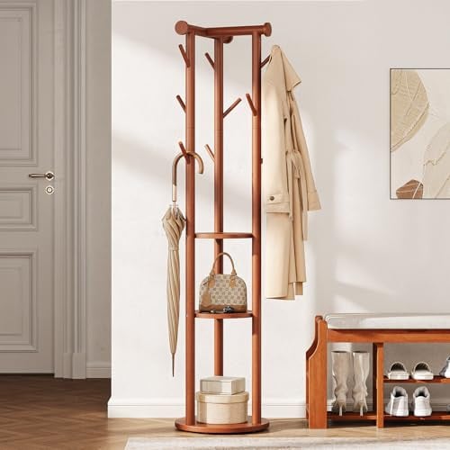 Pipishell Rolling Pine Wood Coat Rack Deal