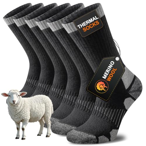 Niorasen Merino Wool Thermal Winter Crew Socks for Men & Women, 3-Pack Deal