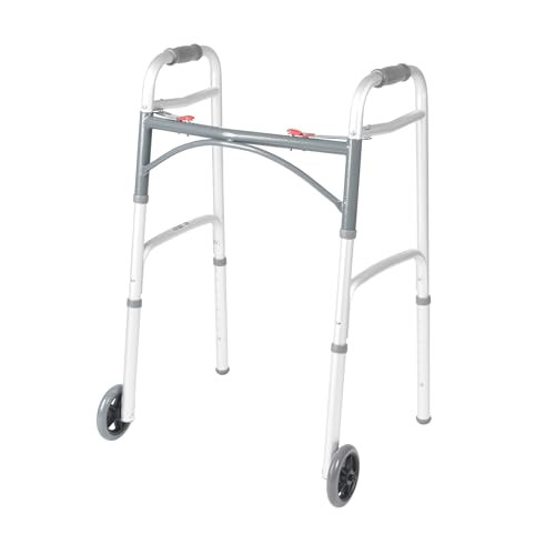 Drive Medical Two-Button Folding Walker w/ Wheels Deal