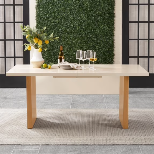 Better Homes & Gardens Vista Outdoor Dining Table, Stone-Finish Metal Top with Teak Hand-Painted Legs Deal