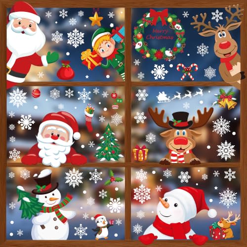 Xmas Window Decorations Clings, 186 Count