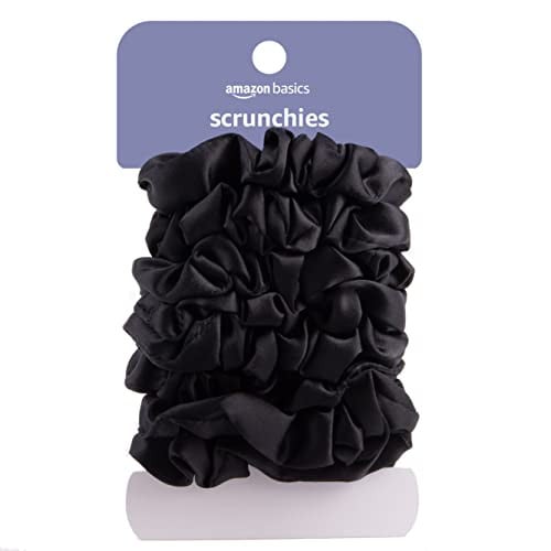 (Prime Deal) 8-Pack Amazon Basics Satin Scrunchies Hair Ties (Black) Deal