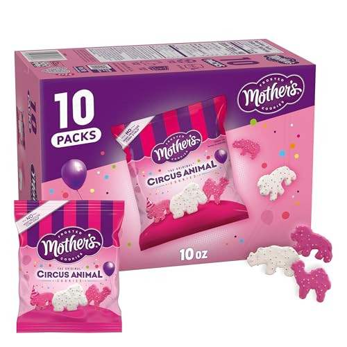 Mother’s Original Frosted Animal Cookies with Rainbow Sprinkles (Circus Animal) 10-Pack 1-Oz