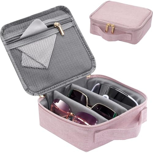 Lolalet Travel Sunglasses Case with Adjustable Slots, 3 Colors, 2 Sizes